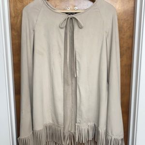 Faux suede cape size small in taupe